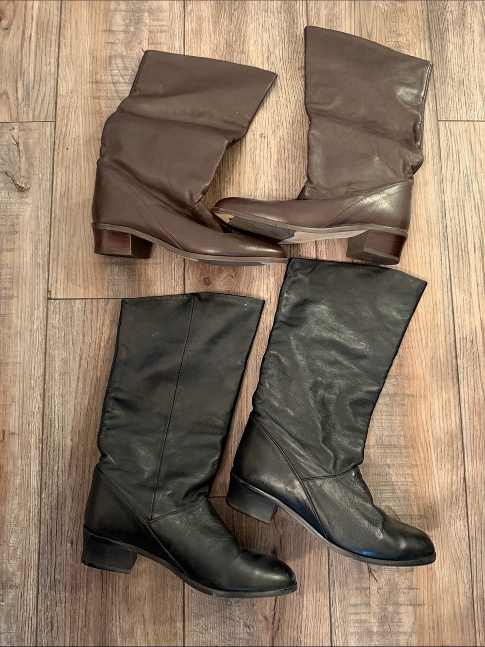 Women’s Mid-Calf Leather Boots - Black and Brown